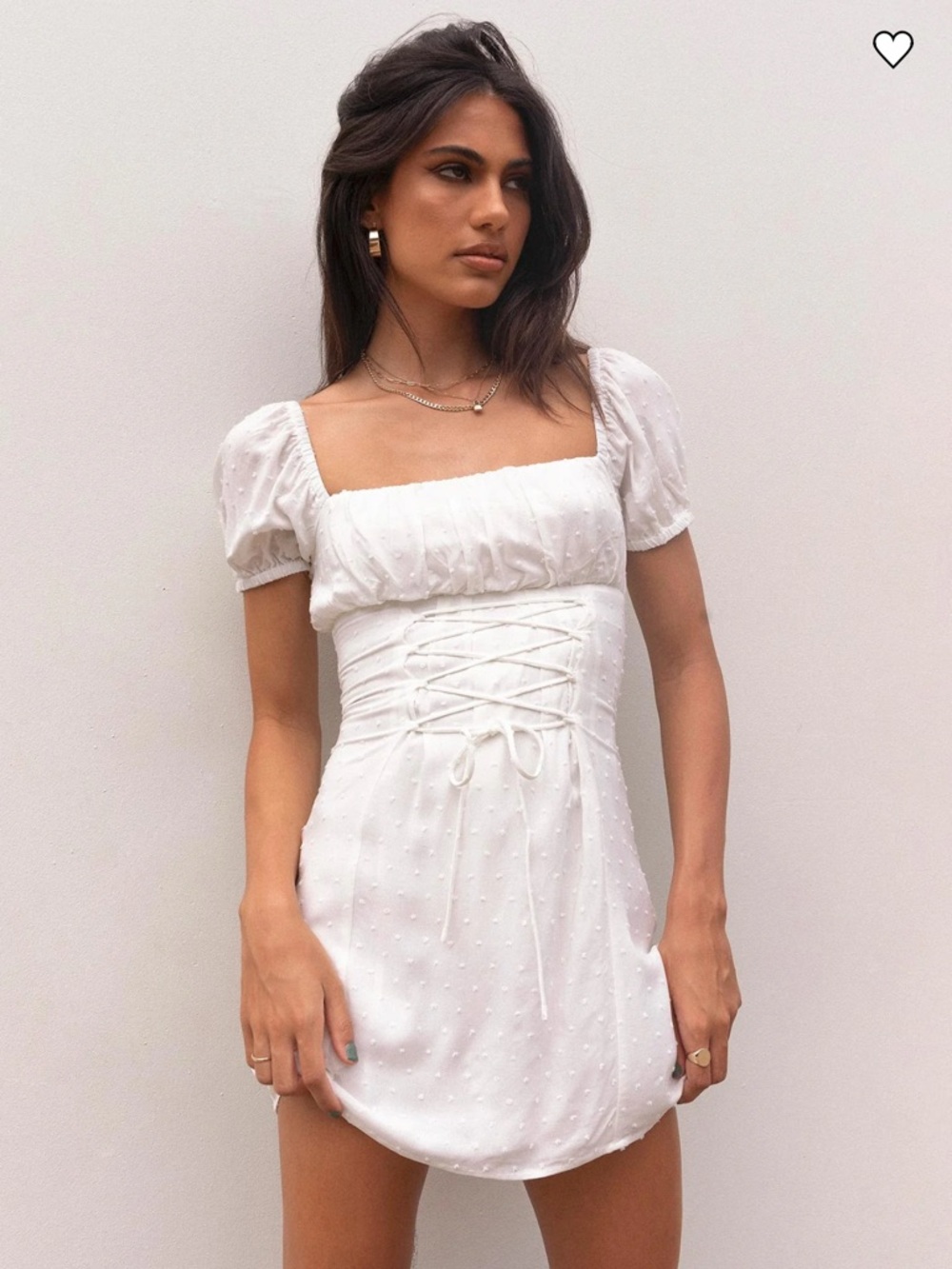 Princess Polly White Puff-Sleeve Corset Lace-Up Mini Dress